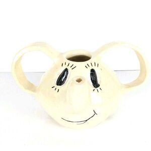 VTG MCM 60s Studio Folk Art Pottery Elephant Jug Decanter Double Handle Vase